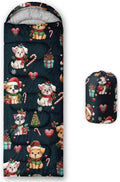 HOSIMA Kids Cute Dog Sleeping BagDifferent Pet Dogs Pattern Cold Weather Gear for CampingAnimal Themed with Christmas Tree Print Waterproof Sleeping Bags for Outdoors Hiking.