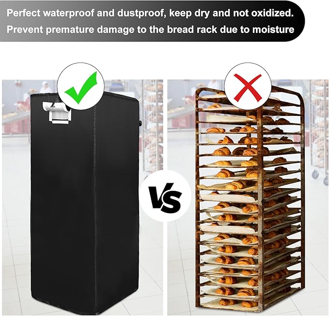 Black 20tier Sheet Pan Rack/Bun Pan Rack Cover With Vents 23X28X64 Bakery Single Rack Covers Waterproof and Dustproof