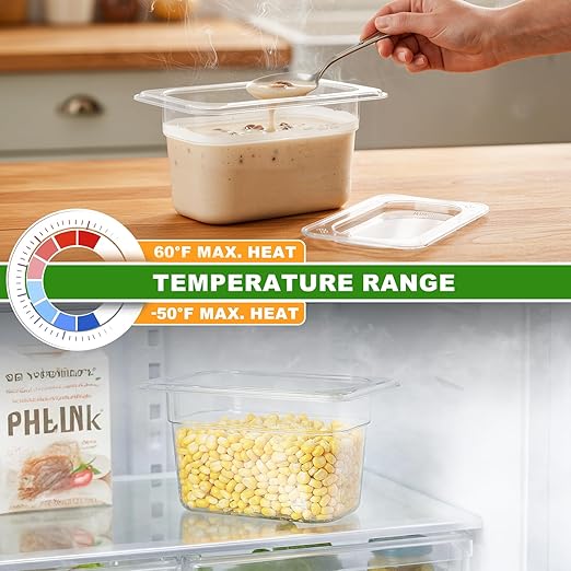 West Bay 10-Pack 1/6 Size 4''Deep NSF Polycarbonate Food Pans with Lids Clear Commercial Hotel Pans Food Storage Containers for Restaurant Food Prep Buffet Salad Bar Home Kitchen &amp Catering