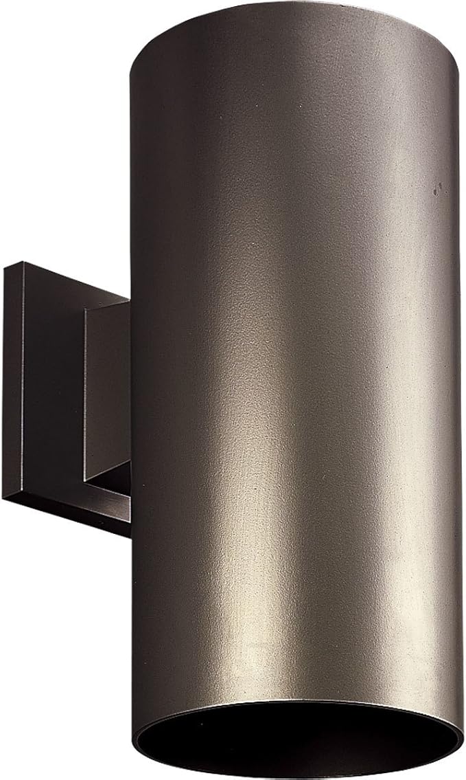 Progress Lighting 6-Inch Cylinder Outdoor Wall Sconce 1-Light Modern Wall Mount Light Interior and Exterior Lighting for Home or Porch Aluminum Construction Antique Bronze (P5641-20)