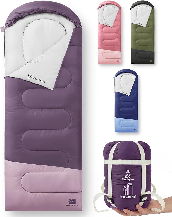 Ultralight Warm Weather Sleeping Bag - Portable Waterproof Compact Lightweight Comfort with Compression Sack - Great for Outdoor Camping Backpacking &amp Hiking