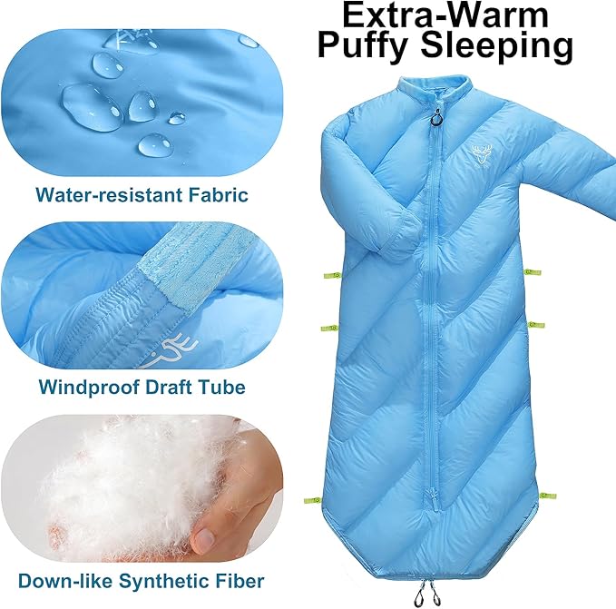 Walkable Toddler Sleeping Bags for Kids Boys Girls (2T-4T) - Puffy Camping Sleeping Sack for Indoor Outdoor Travel Sleepover Slumber Party (up to 46 in)- Machine Washable Lightweight