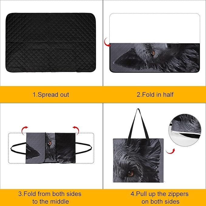 Zipper Black German Shepherd Style Picnic Mat Suitable for Travel Camping Park Or Home Use