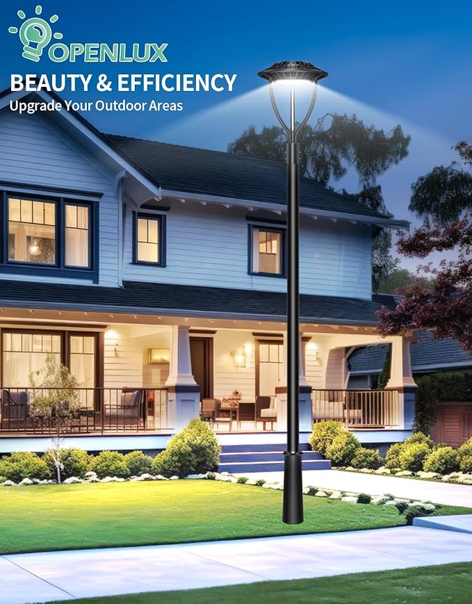 Led Post Top Light 100W LED Circular Area Light 14000Lm 5000K Daylight (500W Equivalent) Garden Pole Lights Outdoor Post Top Lamps Lamp Top Pathway Pole Light Fixture for Street Yard Garden School