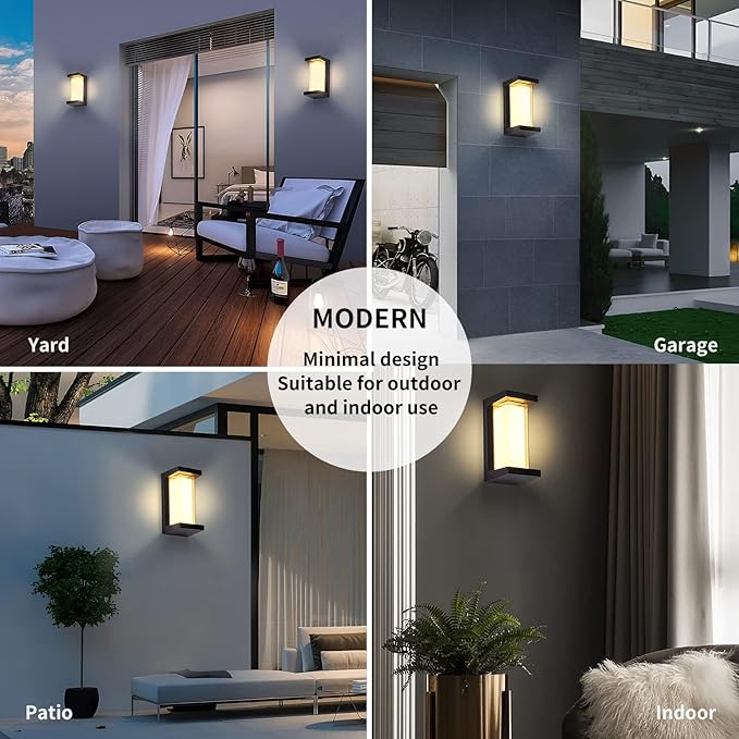 LED 18W Aluminum Rectangular Modern Outdoor Wall Light1800LM Bright Porch Lights3000K Warm White Exterior Sconce LightingIP65 Waterproof for Patio Backyard House Front Door Black LANFU