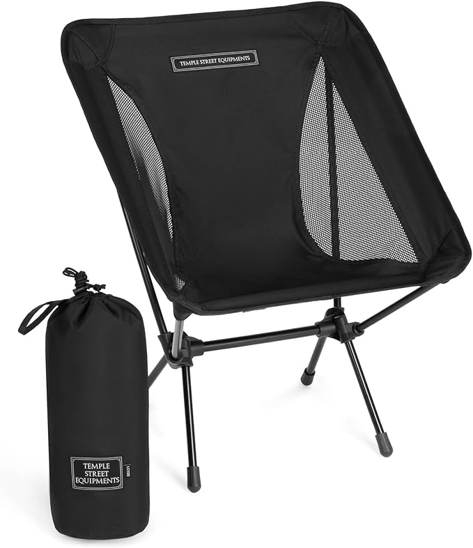 TSE LC100 Compact Camping Chair 2lbs Super Lightweight Outdoor Folding Chair. Portable for Hiking Beach Festivals Urban Use or Garden Relaxation