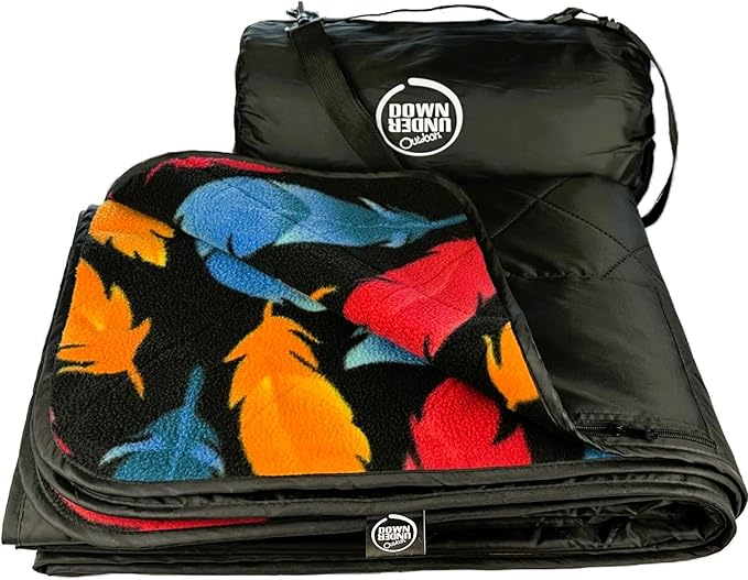 DOWN UNDER OUTDOORS Large Waterproof Windproof Extra Thick 350 GSM Quilted Fleece or Sherpa Stadium Blanket
