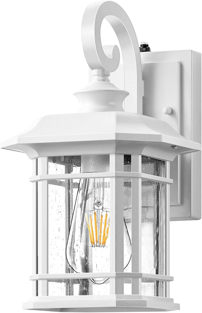 VIANIS White Outdoor Wall Lights Dusk to Dawn Outdoor Light Fixture 100% Aluminum Exterior Lighting Fixtures for House Porch Garden Doorway Waterproof