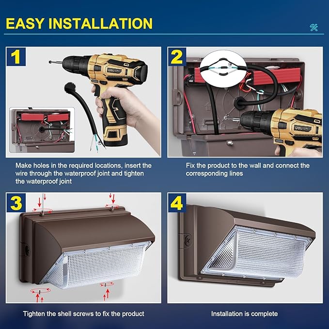 ledmo LED Wall Pack Light 15840LM Daylight Outdoor Security Lighting Commercial and Industrial Outdoor Wall Pack Lights 5000K IP65 Waterproof for Garage Yard 120W 6 Pack No Photocell