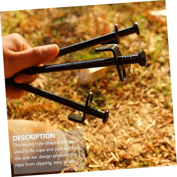 Steel Tent Stakes 30cm Heavy Duty Tent Pegs 4pcs Outdoor Camping Hiking Accessories for Snow and Hard Ground