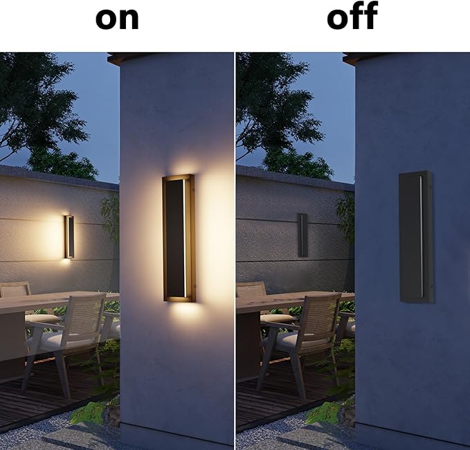 15.7'' LED Wall Lights Black Sconces Set of 2 Exterior Lighting Fixtures Modern Wall Sconces 3000K Warm White Front Porch Light Exterior Wall Light Waterproof Wall Sconce Light for House Patio