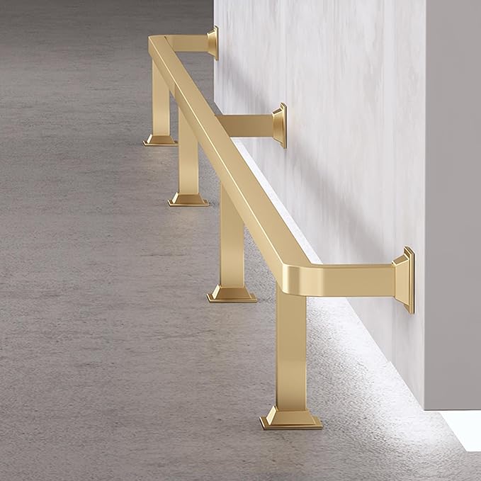 Stainless Steel Wall-Mounted Foot Rail - 170cm Bar Counter with Internal Connector &amp End Caps - Ideal for Kitchen Balcony Pub Restaurant - Durable &amp Stylish