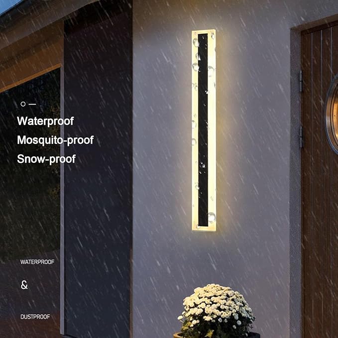 2Pack 39inch Long Outdoor LED Wall Light30W Waterproof IP65 Warm White 110V led Wall Mount Lighting Fixture Rectangular Black Garage Wall Lights Elegant Frosted White Acrylic Anti Rust.