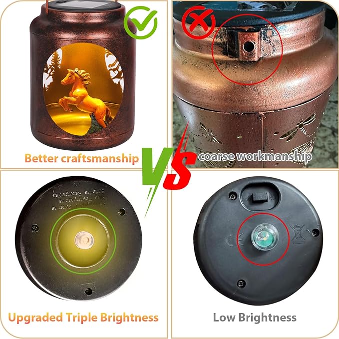 Horse Solar Lanterns Outdoor with Shepherds Hook and Resin Horse Figurine Inside LanternGifts for Women Mom Grandma Hanging Solar Lights for Garden Yard Patio Backyard