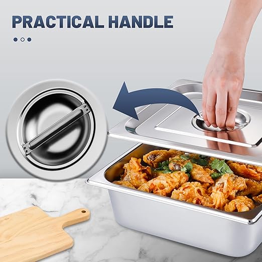 6 Pack Full Size Steam Table Pan Cover Lid with Handle NSF Hotel Pan Cover Catering Food Pan Covers