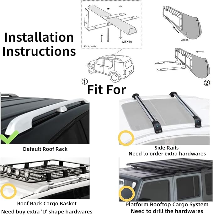 DANCHEL OUTDOOR Car Awning 8.2x9.8ft Roof Rack Pull-Out Sun Shelter Canopy Waterproof 4x4 Vehicle Side Overland Awning Camping Gray