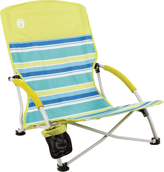 Coleman Utopia Breeze Lightweight Beach Chair with Cup Holder Comfortable Portable Outdoor Chair with Carry Bag Supports up to 250lbs Great for Beach &amp Yard
