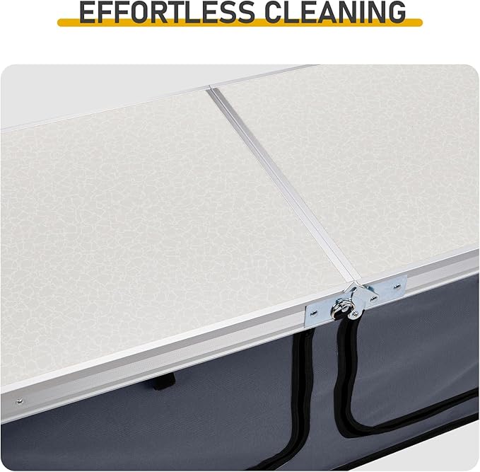Outdoor Folding Camping TableAluminum Foldable Table with Adjustable Legs &amp Storage OrganizerLightweight Camping Kitchen Table for Outdoor Travel BeachBackyards BBQ Party and Picnic (White)