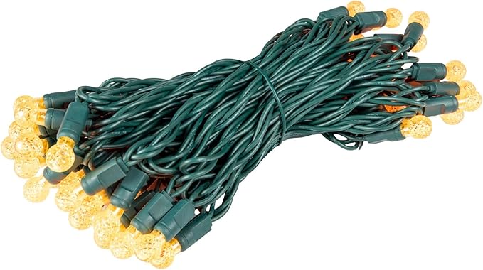 Novelty Lights 25FT 50 LED G12 Christmas String Lights Tree Lights Indoor Outdoor Commercial Grade LED Mini Light Set with 40000 Hours Rating Christmas Lights Christmas Tree Lights Yellow