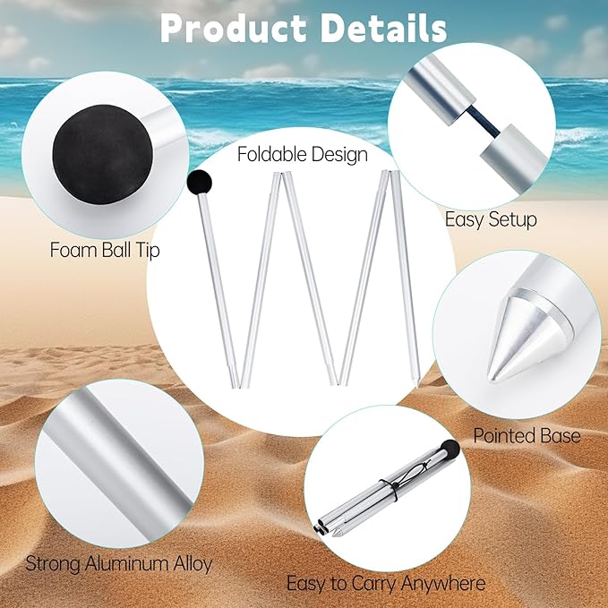 2 Pack Replacement Beach Tent Poles Compatible with Neso Portable Extra Poles for Beach Tent 6.56ft Pole Aluminum Canopy Foldable Pole Compatible with Neso Grande and Gigante Tents