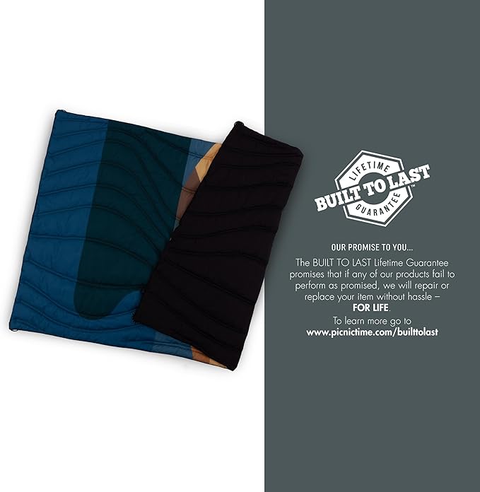 Picnic TIME Aura Outdoor Puffer Blanket Water-Repellent Puffy Printed Picnic Blanket for Camping and Park Large Cozy Outdoor Mat with Drawstring Bag Corner Loops and Pocket (Sunrise Mountain)