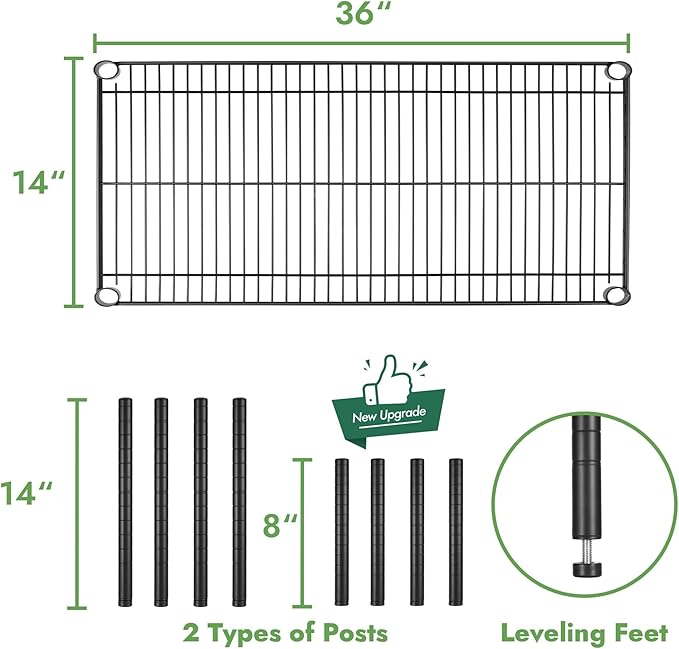 APLSS Dunnage Storage Rack 14×36×14(8) NSF Certified Height Adjustable Moist&ampDry Enviroments for Kitchen Garage Walk-in Cooler&ampFreezer Dishroom 800 Lbs Capacity