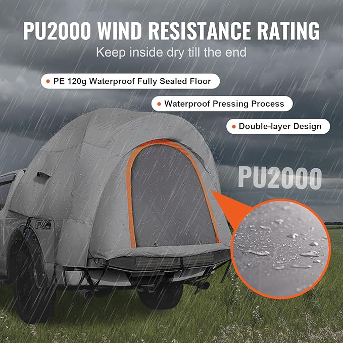 VEVOR SUV and Pickup Truck Camping Tents Waterproof Double Layer Design with Carry Bag Accommodates 2-9 Persons for Outdoor Activities