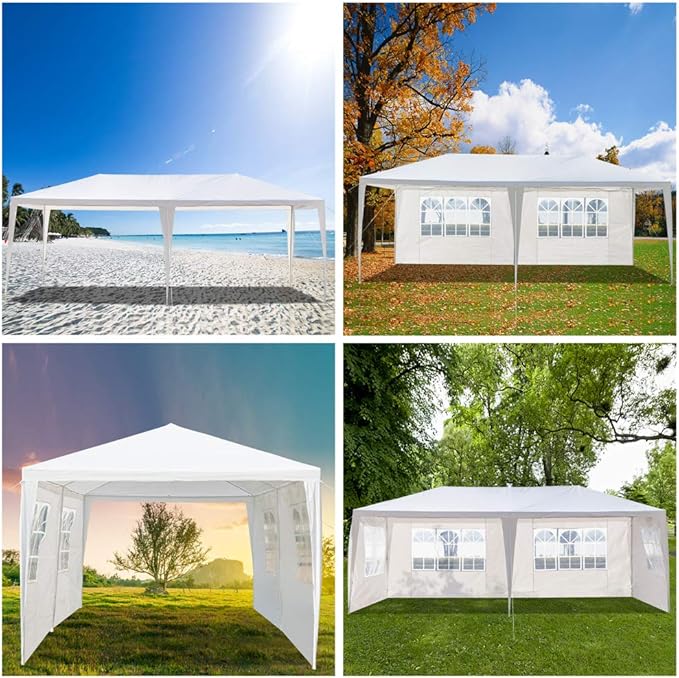 10'X20' Outdoor Party Tent with 4 Removable Sidewalls Waterproof Canopy Patio Wedding Gazebo White