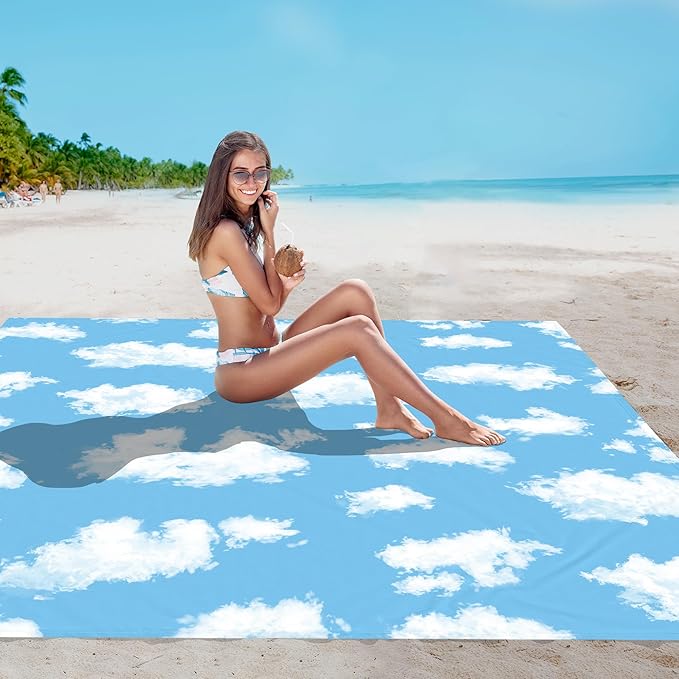 Beach Blanket 78''×86'' Waterproof Sandproof Beach Mat Lightweight Outdoor Picnic Blanket for Travel Camping Hiking