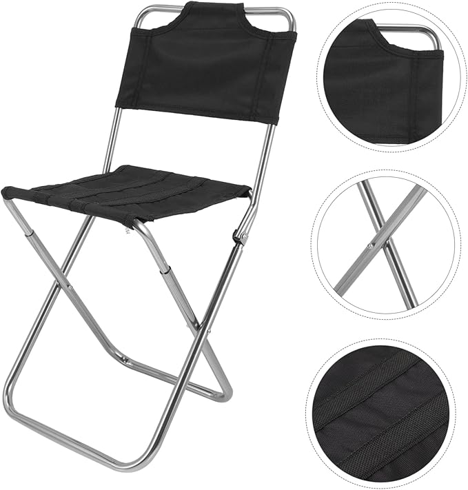balacoo Multi-Function Beach Chair Portable Folding Stool Comfortable Camping Chairs Black Easy to Carry for Outdoor