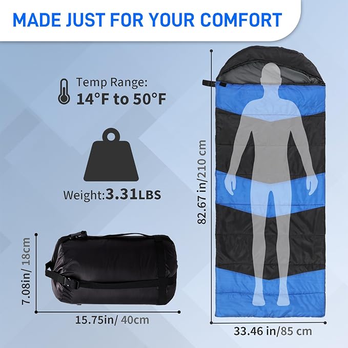 Outvita Camping Sleeping Bag Cold Weather &amp Warm for Adults Big and Tall Lightweight Waterproof Backpacking Camping Gear Equipment for TravelingHikingHotelOutdoor &amp Indoor