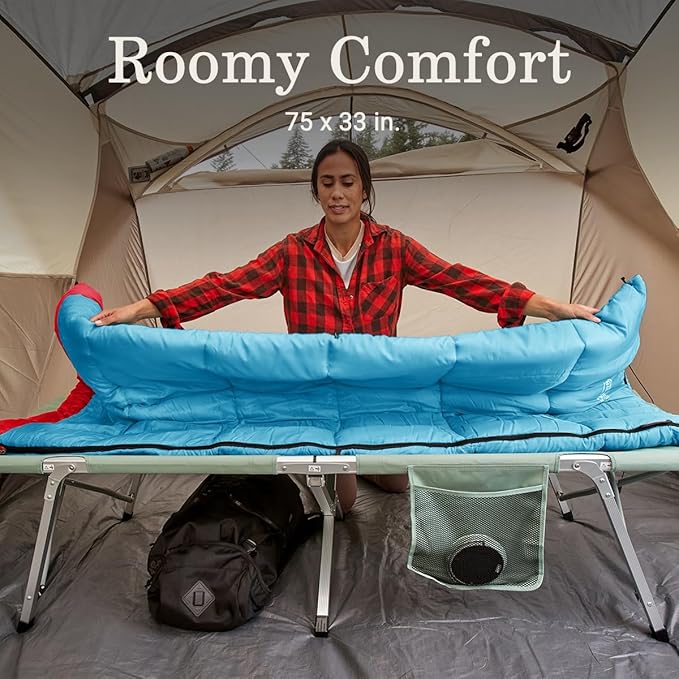 Coleman Flatlands 30/40/50°F Sleeping Bag Made from 100% Recycled Material Big &amp Tall Options Cool-Weather Sleeping Bag for Camping Sleepovers Guests &amp More