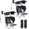 Nice C Chair with Canopy Heated Camping Chair with Battery Outdoor Sports Chairs with Shade Heated Folding Umbrella Lawn Chairs with Removable Footrest (2-Pack)