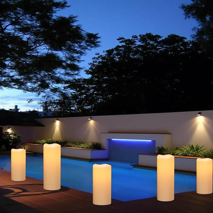 Large Solar Candles Outdoor Waterproof Outdoor Candles Rechargeable for Lanterns Large Solar Lanterns Flickering for Garden Camping Patio Home Decor Dusk to Dawn (2Pcs4 D×8/10 H)