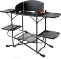 ARROWHEAD OUTDOOR 54 Wide Quick Folding Kitchen Station with Add-on Windscreen 4 Side Tables Aluminum Tabletop Tool-Hanging Cord 154 LBS Max Weight Load for Patio BBQ and Camping