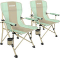 XGEAR Camping Chair with Padded Hard Armrest Sturdy Folding Camp Chair with Cup Holder Storage Pockets Carry Bag Included Support to 400 lbs