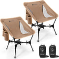 Gonex Portable Camping Chair The 5th Gen Ultralight Compact Backpacking Foldable Lightweight Folding Chair for Outdoor Camp Hiking Beach Picnic Concert Supports 330lbs (Khaki 2 PCS)