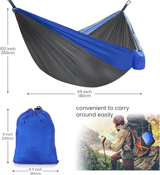 Camping Hammock with Mosquito Net &amp Rain Fly Tent Tarp &amp Tree Straps Portable Strong Nylon Hammock Parachute Tent w/Storage Bag for Camping Hiking Backyard Outdoor Backpacking Travel