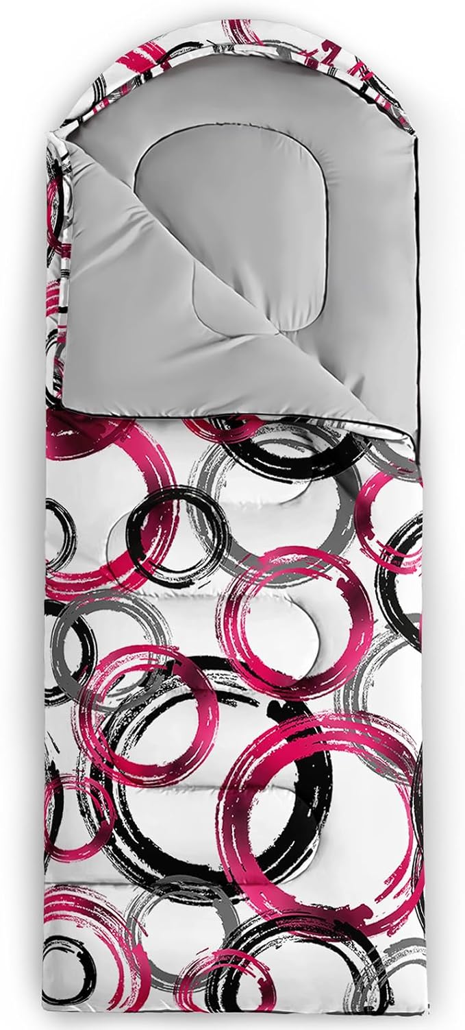 Sleeping Bags for Adults and Kids3D Printing Camping Sleeping Bag for Girls Boys Lightweight Waterproof Cold/Warm 3-SeasonOutdoor Travel with Compression Bags