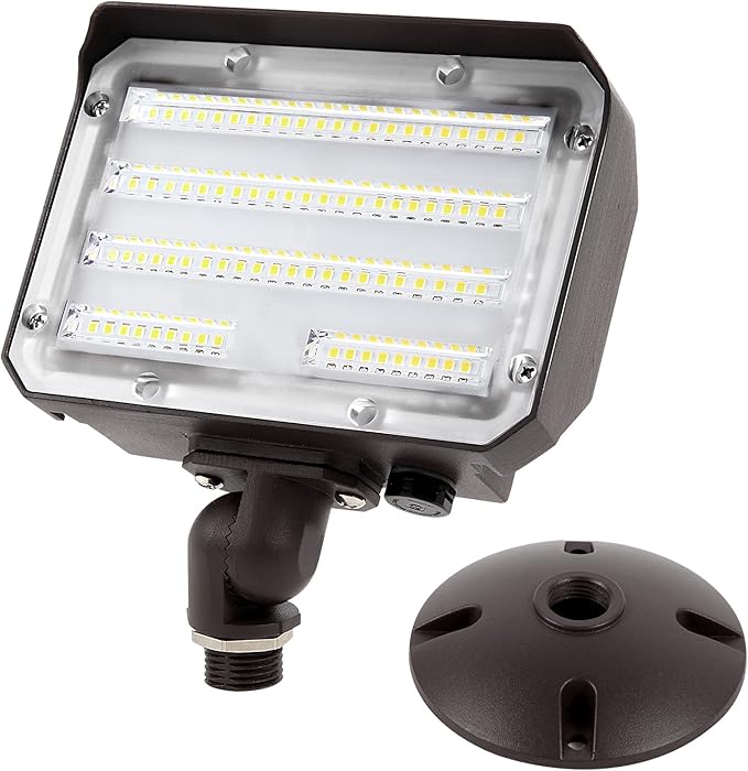60W LED Flood Light with Knuckle Outdoor Flood Light Dusk to Dawn Photocell 5000K 7800lm AC100-277V Equivalent 600W ETL Waterproof Wall Mount LED Security Light for Yard Entrance Garden