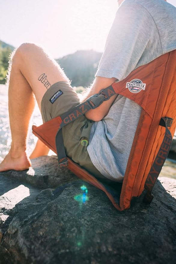 Crazy Creek HEX 2.0 LongBack Chair for Backpacking Camping and Stadium Use Extra Width &amp Back Height for Comfort 250 LBS Weight Capacity Adjustable Straps w/Rock Lockster (R) Buckles