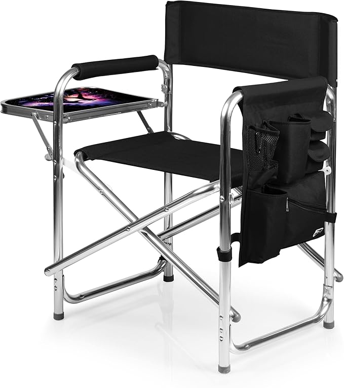PICNIC TIME Star Wars Sports Chair with Side Table Folding Beach and Camp Chair Portable Outdoor Chair with Carry Strap and Storage Pockets (Black)