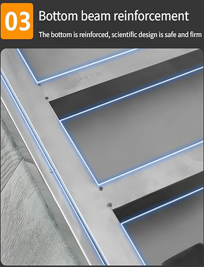 Stainless Steel Storage Racks ShelvesDunnage Rack Commercial Food Floor Rack 1100IbsHeight 20cm/7.9inCapacity for Storage in Restaurants Garage and Vehicles(50x35x20cm)