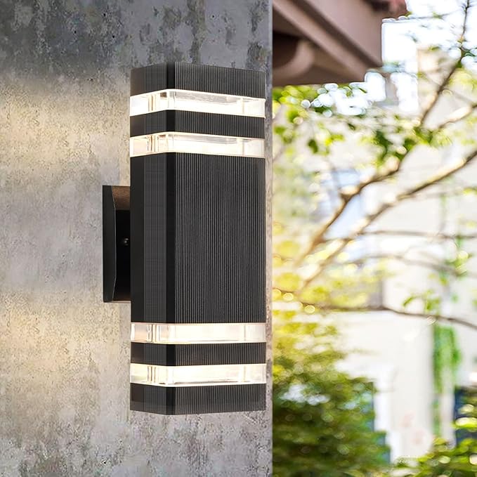 4-Pack Outdoor Wall Lights LED Modern Black Exterior Light Wall Mount Simple Aluminum Waterproof Porch Wall Sconces for Outside House Garage Garden