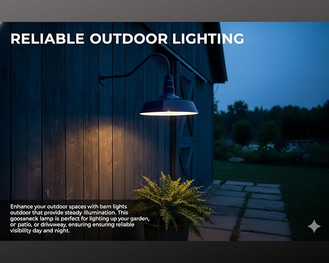 AGB101-AS18-BLUE Gooseneck Barn Light - Blue Outdoor Dome with Incandescent Downlight | Wall-Mount Fixture for Patios Gardens Pathways and Large Outdoor Living Spaces