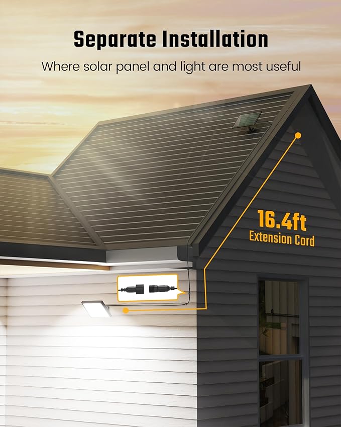 SUPERDANNY Solar Outside Lights with 113 Bright LEDs 7000K Motion Sensor Outdoor Flood Lights Dusk to Dawn with 16ft Cable IP65 Waterproof Security Light for Garden Barn Porch 2 Pack