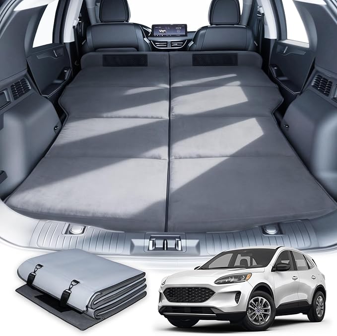 Car Bed for Ford Escape Foldable Non-Inflatable Memory Foam Camping Mattress Thickened Portable SUV Trunk Sleeping Pad Air Mattress Upgrade for Camping &amp Travel Essentials With Storage Bag Gr