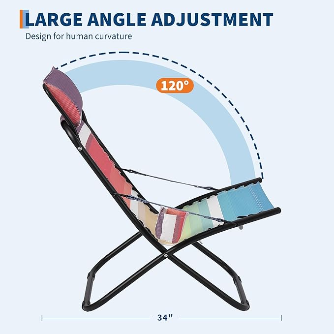 Folding Camping Chair with Head Support Stable Portable Compact Beach Chair Lawn Chairs Folding for Outdoor Camp Travel Picnic Festival Hiking Backpacking