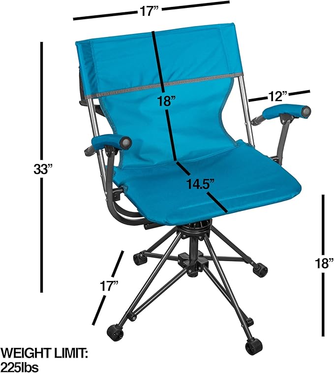 Zenithen Outdoor 360 Degree Portable Lawn Swivel Camping Chair w/Arms Perfect for Camping Sporting Events Outdoor Games Cookouts Get-Togethers and Patio Furniture Teal (Pack of 1)