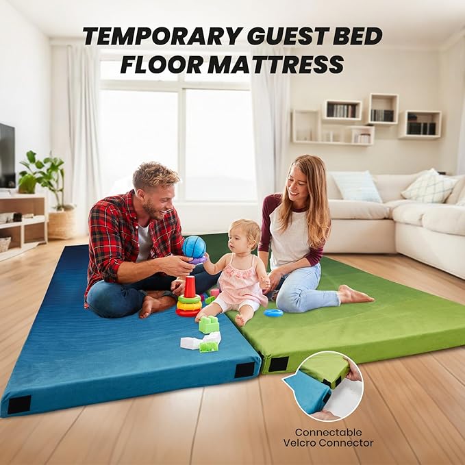 Memory Foam Camping Pad Camping Sleeping Pad Camping Mattress Pad with Pillow &amp Travel Bag Portable Floor Mat Roll Up for Guest Adults Side Sleepers Indoor Outdoor Travel